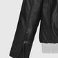 Sebastian Stan Black Leather Jacket for Men – Premium Outerwear - detail view