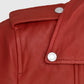 Freaky Millie Red Leather Biker Jacket for Women – Premium Outerwear - detail view