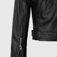Adele Exarchopoulos Black Leather Jacket for Women - detail view