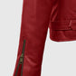 Last Christmas Emilia Clarke Red Leather Biker Jacket for Women - detail view