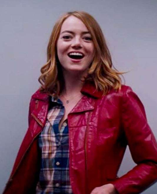 Emma Stone La La Land Maroon Leather Jacket for Women - front view