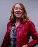 Emma Stone La La Land Maroon Leather Jacket for Women - front view