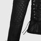 Kristen Stewart Black Leather Biker Jacket for Women - sleeve and cuff detail