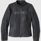 Women's Willie G Skull Graphic Leather Riding Black Jacket - front view