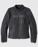 Women's Willie G Skull Graphic Leather Riding Black Jacket - front view