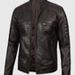 Men's Distressed Dark Brown Cafe Racer Real Leather Jacket - inner lining view