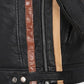 Men's Sizma Black Cafe Racer Leather Jacket – Custom Fit - collar and zip close-up