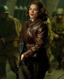 Captain America the First Avenger Peggy Carter Brown Leather Jacket - front view