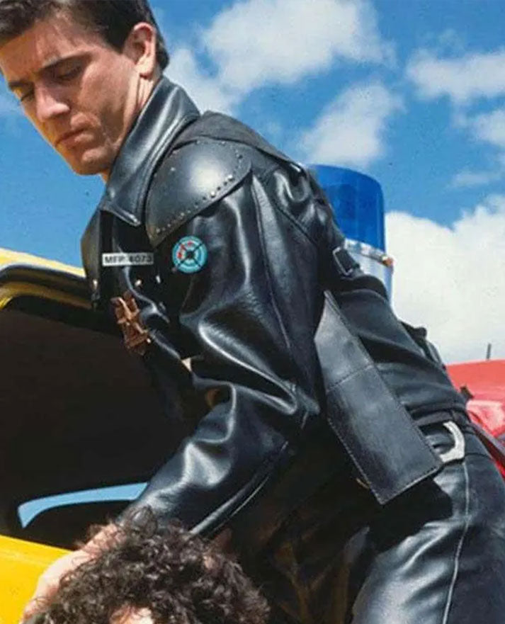 Mad Max Mel Gibson Black Leather Jacket for Men – Premium Outerwear - detail view