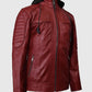 Men's Rodeo Red Hooded Leather Jacket – Custom Fit - inner lining view