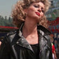 Olivia Newton John Grease Black Leather Jacket for Women - front view