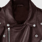 Joe Jonas Maroon Biker Leather Jacket for Men – Premium Outerwear - side angle view