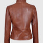 Women's Arezzo Cognac Brown Cafe Racer Leather Jacket - inner lining view