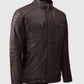 Firefly Moto Brown Biker Leather Jacket for Men – Custom Fit - side angle view