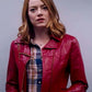 Emma Stone La La Land Maroon Leather Jacket for Women - back view