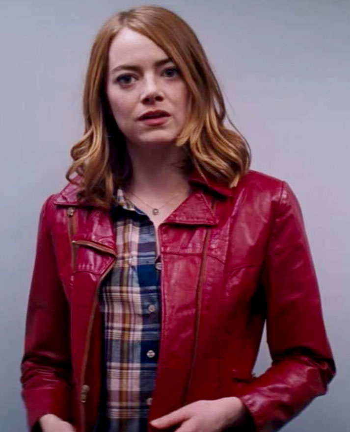Emma Stone La La Land Maroon Leather Jacket for Women - back view