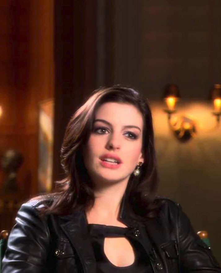 Anne Hathaway Get Smart Black Leather Jacket for Women - back view