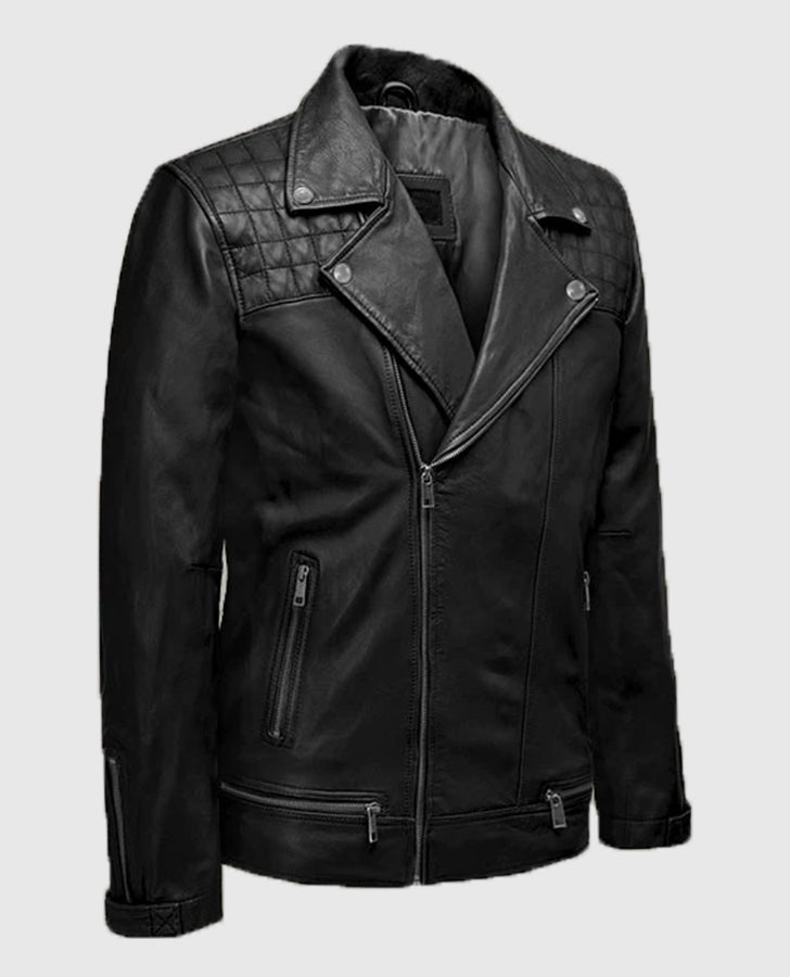 Ironwood Black Biker Leather Jacket for Men – Premium Outerwear - side angle view