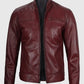Men's Maroon Cafe Racer Leather Jacket – Custom Fit - side angle view