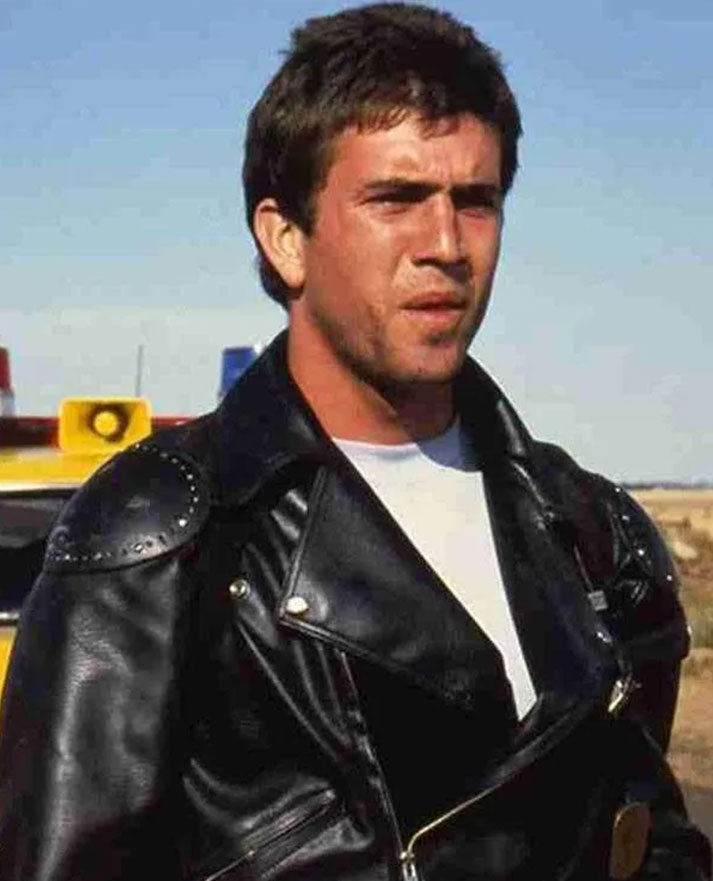 Mad Max Mel Gibson Black Leather Jacket for Men – Premium Outerwear - collar and zip close-up