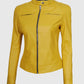 Women's Yellow Cafe Racer Leather Jacket – Premium Outerwear - inner lining view