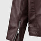 Joe Jonas Maroon Biker Leather Jacket for Men – Premium Outerwear - collar and zip close-up