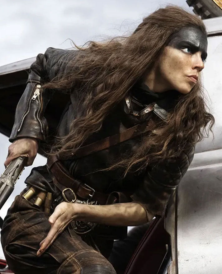 Furiosa a Mad Max Saga 2024 Anya Taylor-Joy Brown Leather Jacket - sleeve and cuff detail