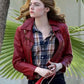 Emma Stone La La Land Maroon Leather Jacket for Women - side angle view
