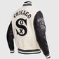 MLB Chicago White Sox Men's Rib Wool Varsity Jacket - collar and zip close-up