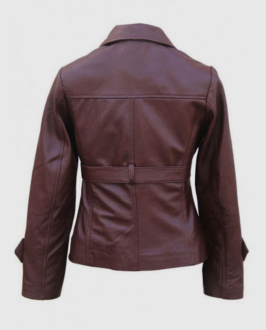 Captain America the First Avenger Peggy Carter Brown Leather Jacket - side angle view