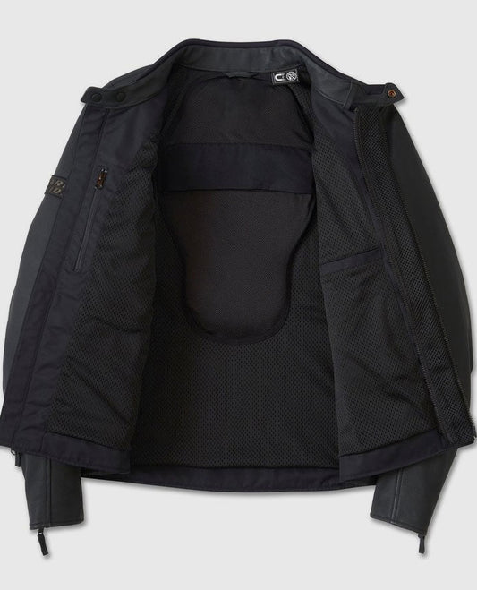 Men's Paradigm Triple Vent System 2.0 Black Leather Jacket - side angle view