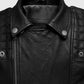 Ironwood Black Biker Leather Jacket for Men – Premium Outerwear - collar and zip close-up