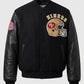 80's San Francisco 49ers Blue & White Letterman Leather Jacket - side angle view