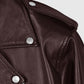 Joe Jonas Maroon Biker Leather Jacket for Men – Premium Outerwear - model wearing the jacket