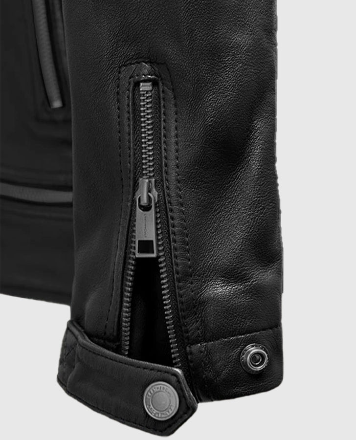Ironwood Black Biker Leather Jacket for Men – Premium Outerwear - inner lining view