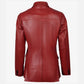 Women's Two Button Red Leather Blazer Jacket