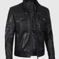 Moffit Men's Cafe Racer Real Black Leather Jacket – Custom Fit - inner lining view