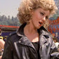 Olivia Newton John Grease Black Leather Jacket for Women - collar and zip close-up