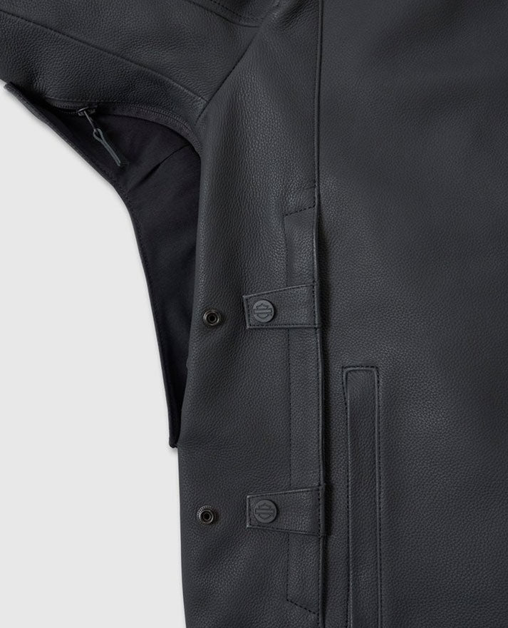 Men's Paradigm Triple Vent System 2.0 Black Leather Jacket - model wearing the jacket