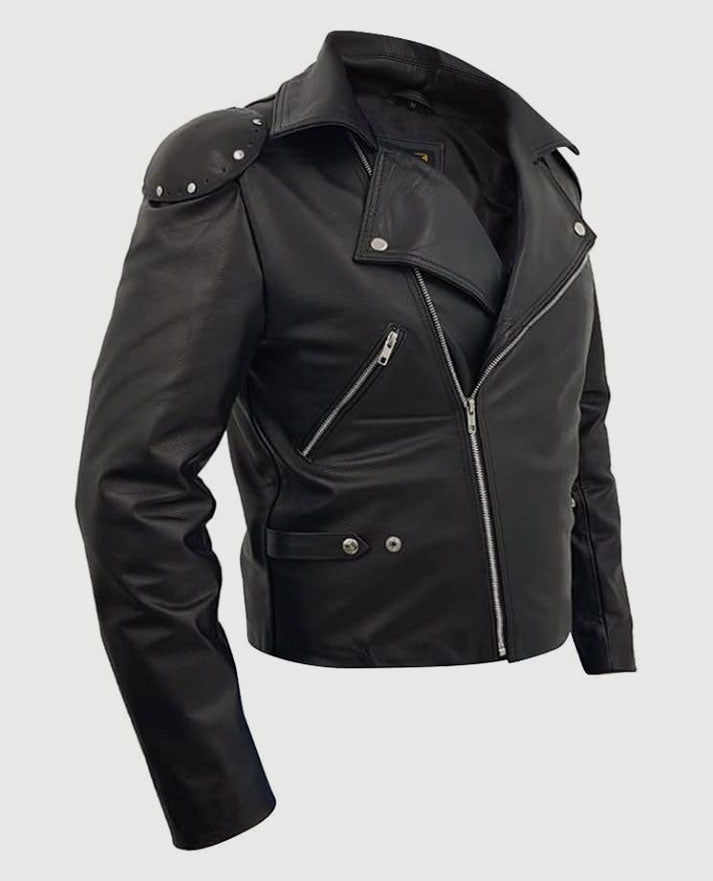 Mad Max Mel Gibson Black Leather Jacket for Men – Premium Outerwear - model wearing the jacket