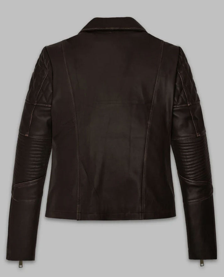 Furiosa a Mad Max Saga 2024 Anya Taylor-Joy Brown Leather Jacket - inner lining view