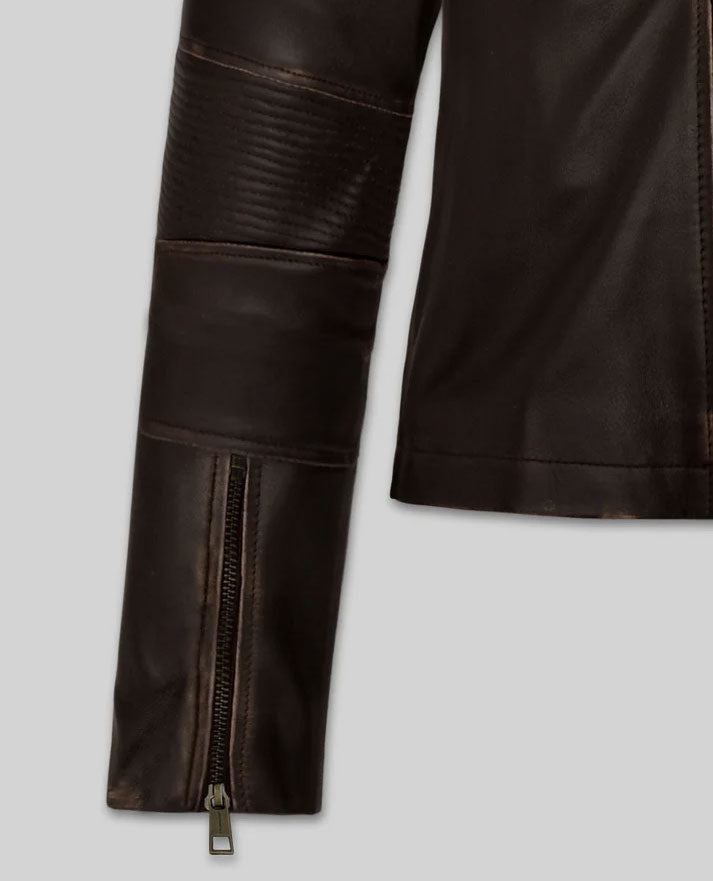 Furiosa a Mad Max Saga 2024 Anya Taylor-Joy Brown Leather Jacket - detail view