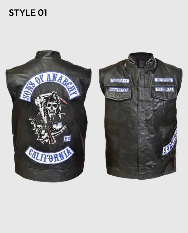 JD Pardo Mayan M.C Ezekiel Reyes Black Vest for Men - side angle view