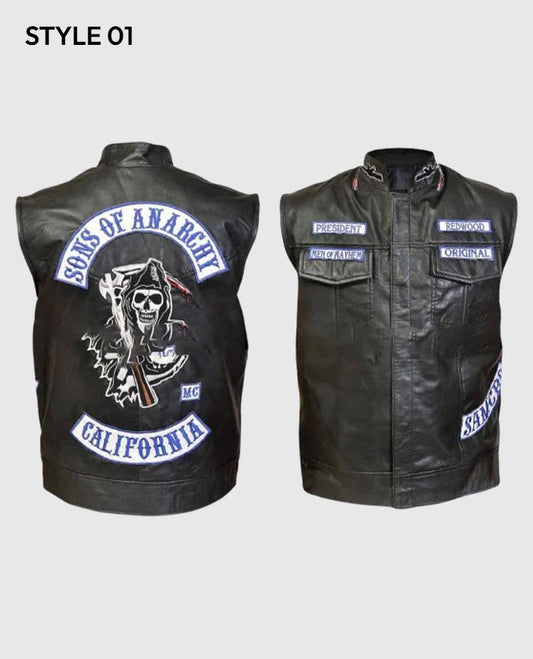 JD Pardo Mayan M.C Ezekiel Reyes Black Vest for Men - side angle view