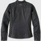 Women's Willie G Skull Graphic Leather Riding Black Jacket - collar and zip close-up