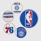 NBA Philadelphia 76ers Men's Rib Blue & White Wool Varsity Jacket - inner lining view