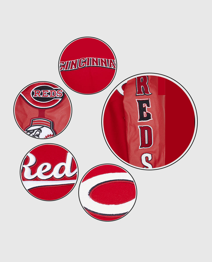 MLB Cincinnati Reds Men's Red Varsity Leather Jacket - inner lining view