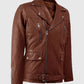 Dauntless Tan Biker Leather Jacket for Men | Genuine Leather - side angle view