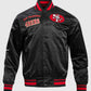 San Francisco 49ers White & Black Leather Jacket for Men - sleeve and cuff detail