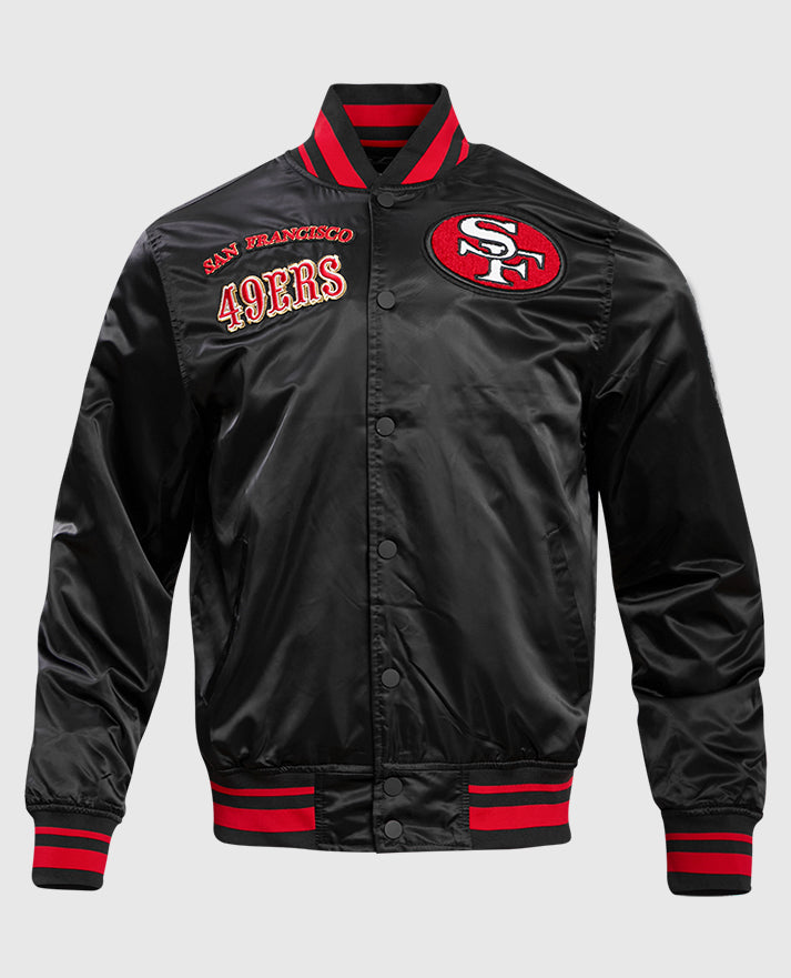 San Francisco 49ers White & Black Leather Jacket for Men - sleeve and cuff detail